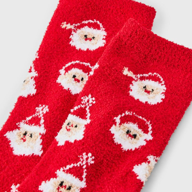 slide 3 of 3, Women's Santa Christmas Cozy Crew Socks - Wondershop™ Red 4-10, 1 ct