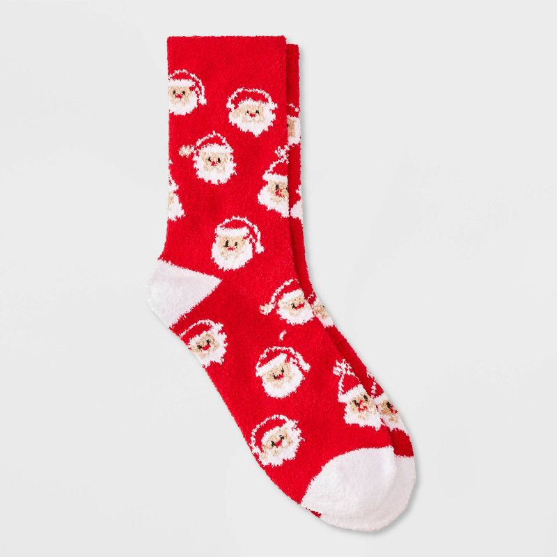 slide 1 of 3, Women's Santa Christmas Cozy Crew Socks - Wondershop™ Red 4-10, 1 ct
