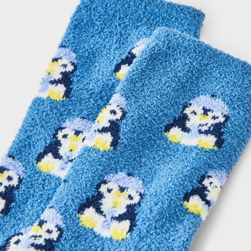 slide 3 of 3, Women's Penguins Hanukkah Cozy Crew Socks - Wondershop™ Blue 4-10, 1 ct