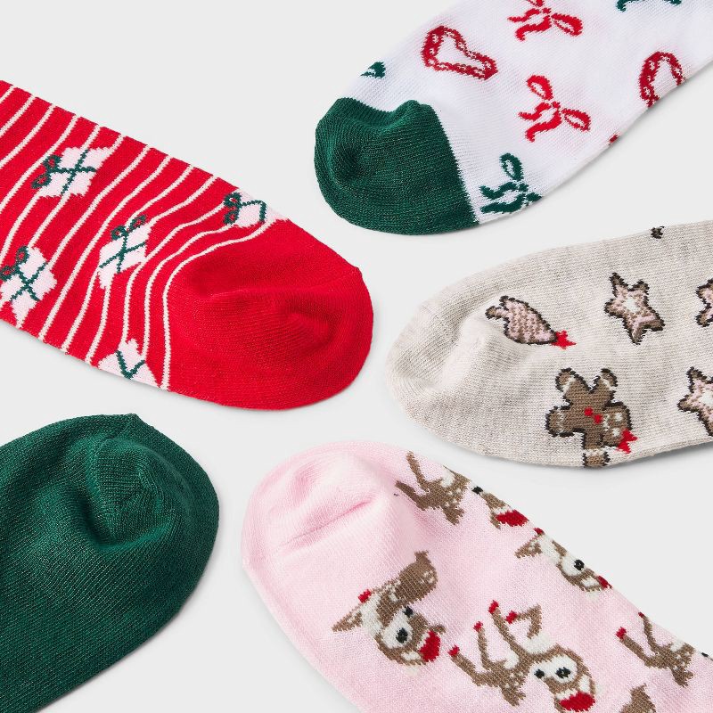 slide 3 of 3, Women's Cute Christmas Icons Ribbed 5pk Quarter Crew Socks - Wondershop™ Assorted Colors 4-10, 5 ct