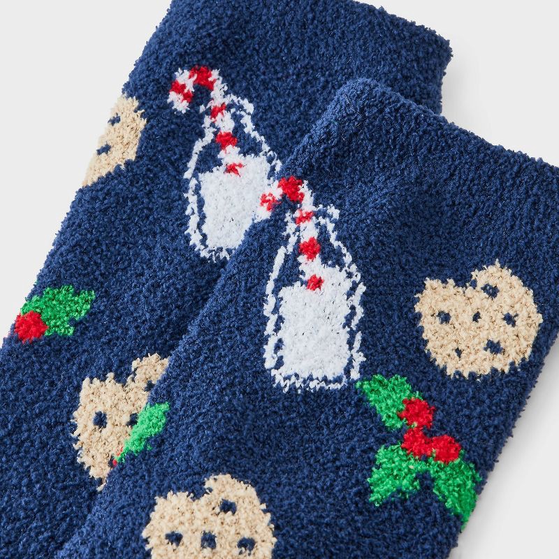 slide 3 of 3, Women's Santa's Milk & Cookies Christmas Cozy Crew Socks - Wondershop™ Navy 4-10, 1 ct