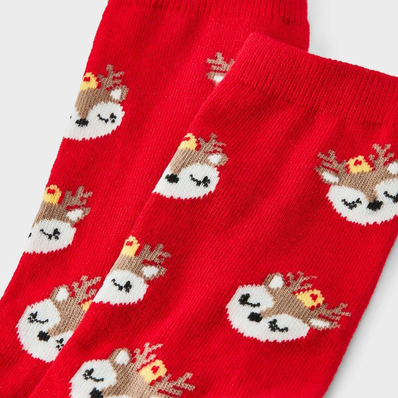 slide 3 of 3, Women's Reindeer Ornament Christmas Crew Socks - Wondershop™ Red/Brown 4-10, 1 ct