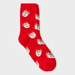 Women's Reindeer Ornament Christmas Crew Socks - Wondershop™ Red/Brown 4-10