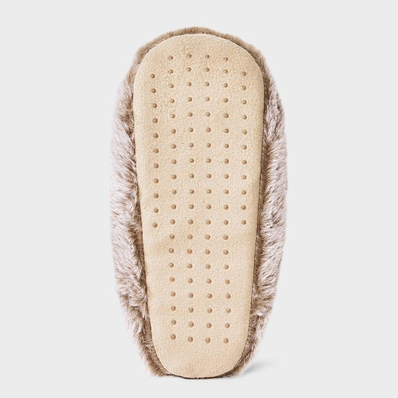 slide 4 of 4, Women's Reindeer with 3D Antlers Christmas Faux Fur Slipper Socks with Grippers - Wondershop™ Tan M/L, 1 ct