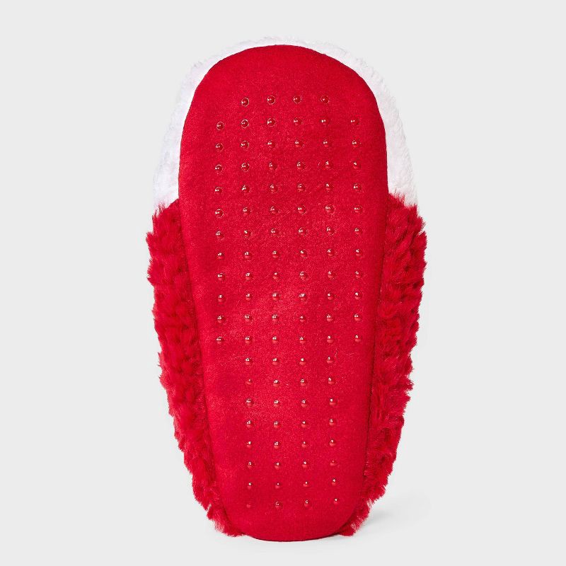 slide 4 of 4, Women's Santa with 3D Hat Christmas Faux Fur Slipper Socks with Grippers - Wondershop™ Red S/M, 1 ct
