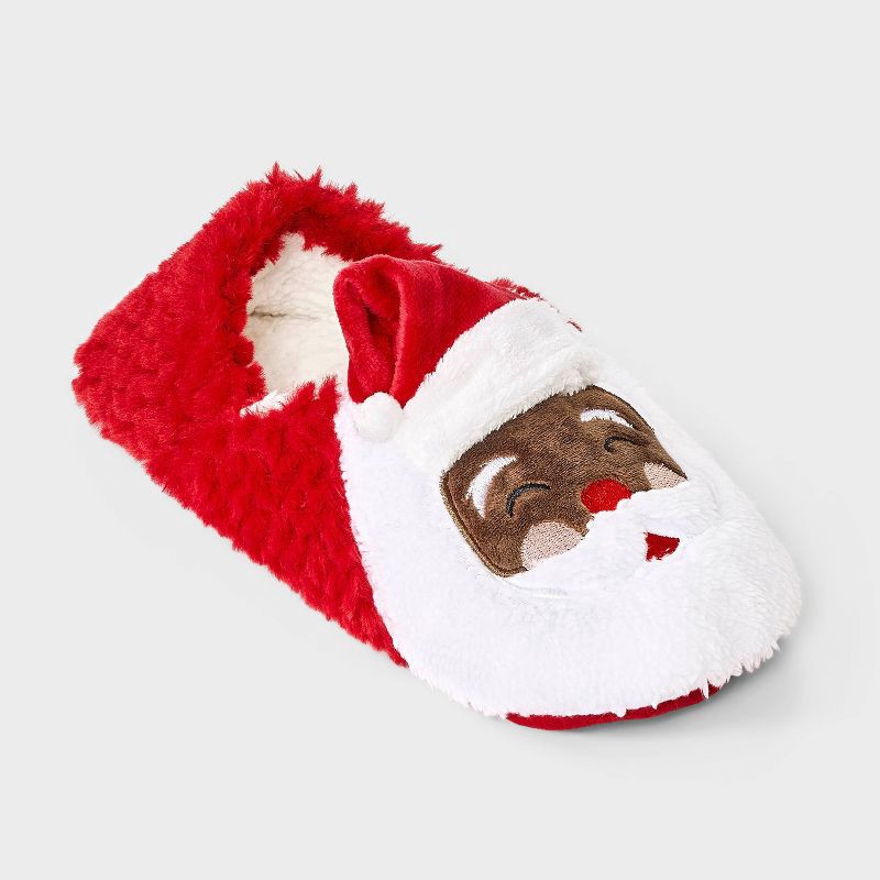 slide 1 of 4, Women's Santa with 3D Hat Christmas Faux Fur Slipper Socks with Grippers - Wondershop™ Red M/L, 1 ct