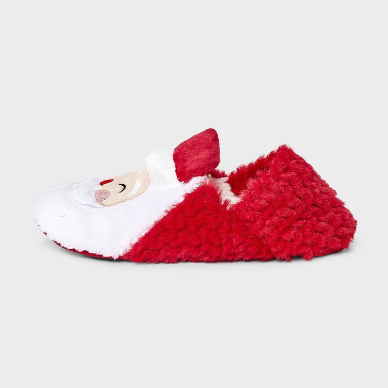 slide 2 of 4, Women's Santa with 3D Hat Christmas Faux Fur Slipper Socks with Grippers - Wondershop™ Red M/L, 1 ct