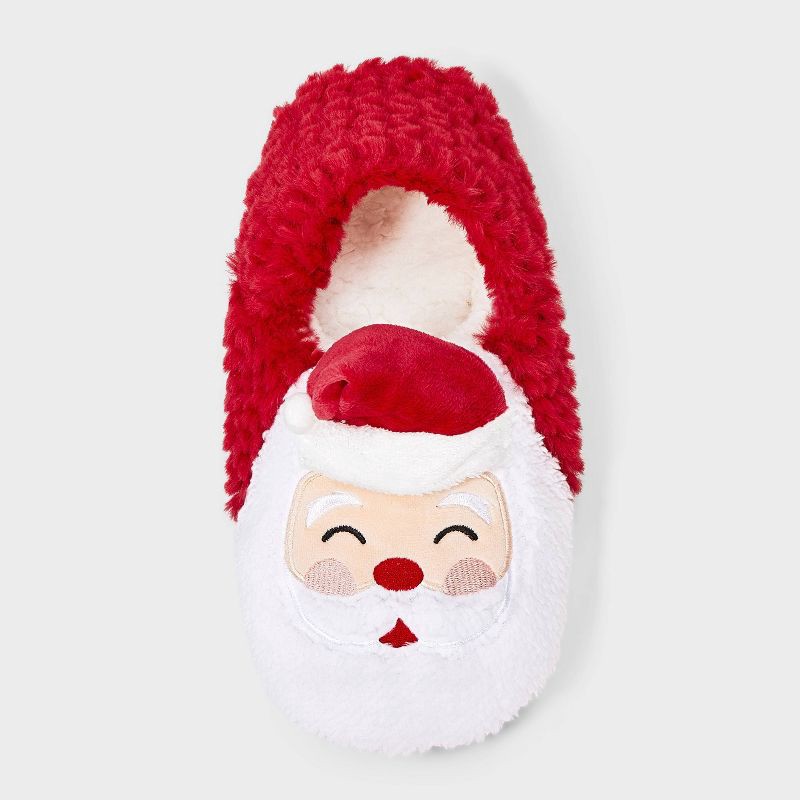 slide 3 of 4, Women's Santa with 3D Hat Christmas Faux Fur Slipper Socks with Grippers - Wondershop™ Red M/L, 1 ct