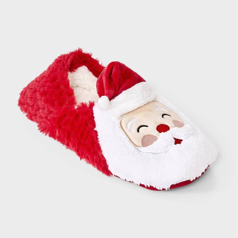 slide 1 of 4, Women's Santa with 3D Hat Christmas Faux Fur Slipper Socks with Grippers - Wondershop™ Red M/L, 1 ct