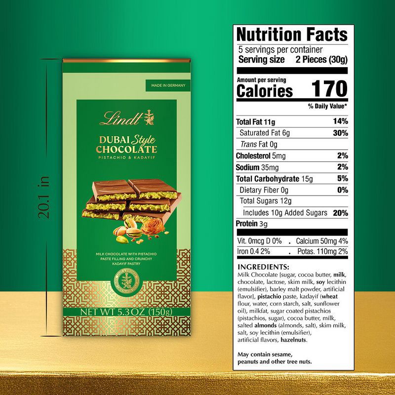 slide 5 of 8, Lindt Dubai Style Chocolate Bar - 5.3oz, 5.3 oz