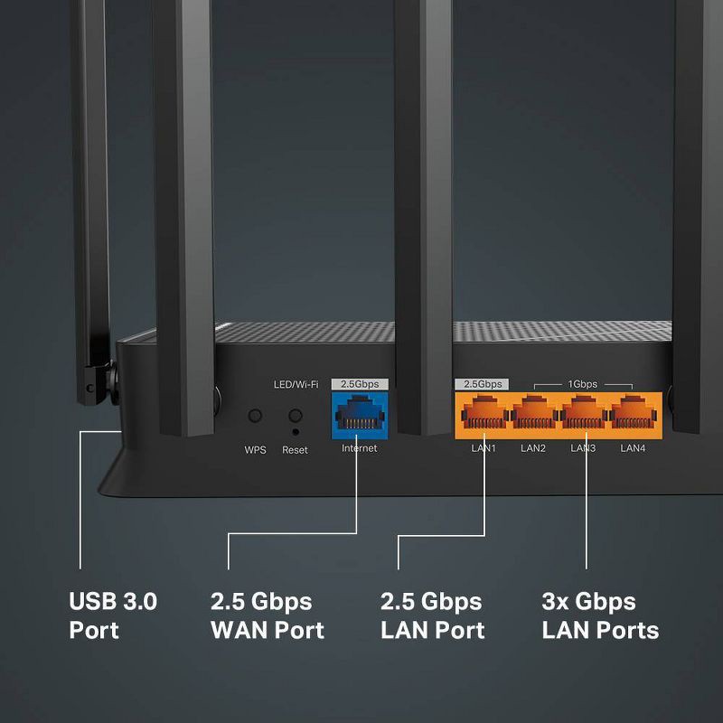 slide 4 of 11, TP-Link Archer BE6500 Dual-Band Mesh Wi-Fi 7 Router: Gigabit Ethernet, WPA3 Security, 1 ct