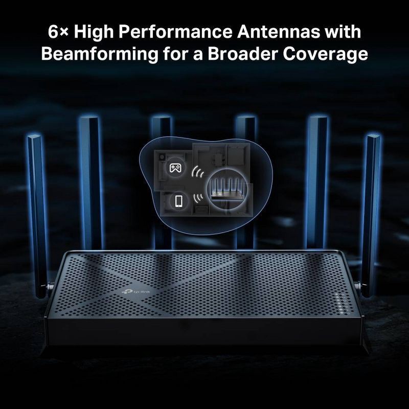 slide 6 of 11, TP-Link Archer BE6500 Dual-Band Mesh Wi-Fi 7 Router: Gigabit Ethernet, WPA3 Security, 1 ct