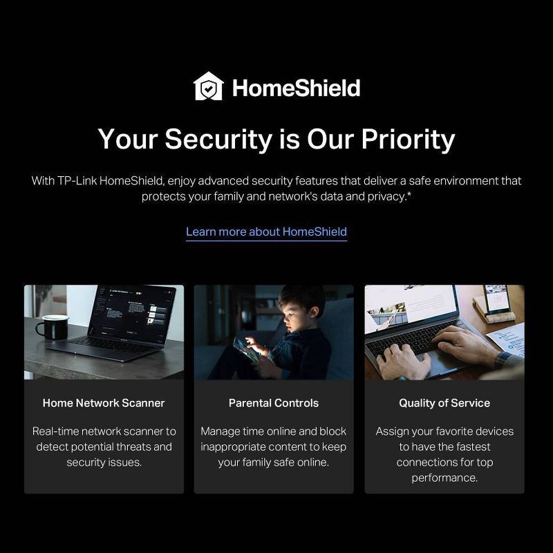 slide 5 of 9, TP-Link Archer BE3600 Dual-Band Mesh Wi-Fi 7 Router: Smart App & WPA3 Security, 1 ct