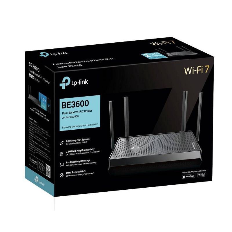 slide 9 of 9, TP-Link Archer BE3600 Dual-Band Mesh Wi-Fi 7 Router: Smart App & WPA3 Security, 1 ct