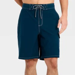 Men's 9'' Cargo Board Swim Trunks - Goodfellow & Co™ Navy Blue L