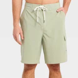 Men's 9'' Cargo Board Swim Trunks - Goodfellow & Co™ Olive Green S