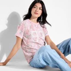 Zoe+Liv Women's Camo 97 Short Sleeve Graphic T-Shirt - Pink XXL