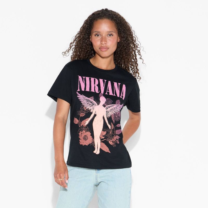 slide 2 of 3, Merch Traffic Women's Nirvana in Utero Short Sleeve Graphic T-Shirt - Black XXL, 1 ct