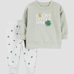 Carter's Just One You® Baby 2pc St. Patrick's Day Lucky Little One Sweatshirt and Jogger Pants Set - Green 9M