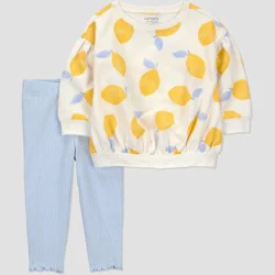 Carter's Just One You® Baby Girls' 2pc Lemon Sweatshirt and Leggings Set- Cream 6M