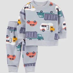 Carter's Just One You® Baby Boys' 2pc Trucks Sweatshirt and Jogger Pants Set - Gray 6M