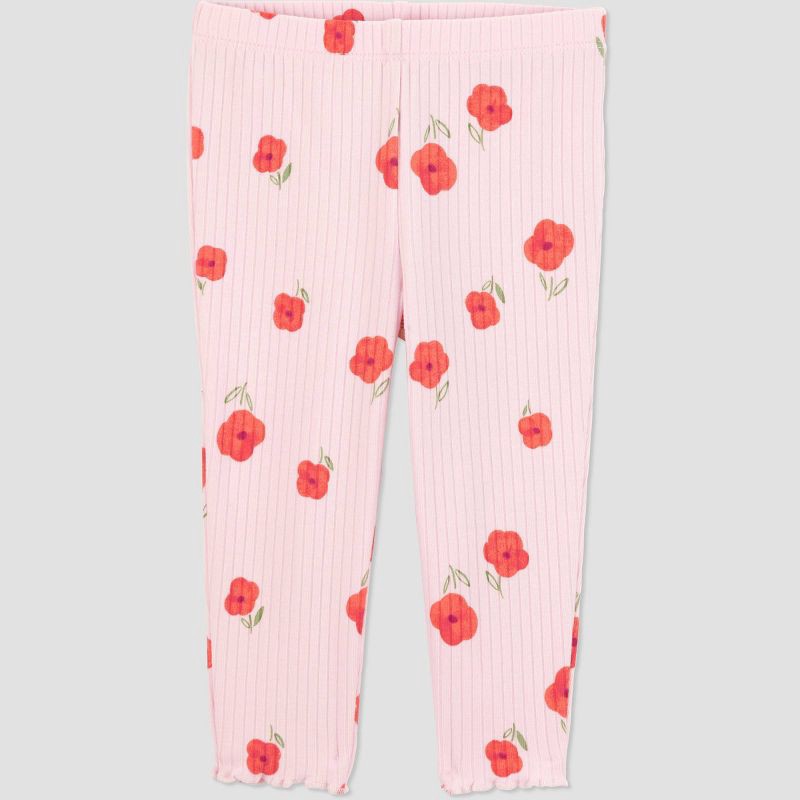 slide 4 of 4, Carter's Just One You® Baby Girls' 2pc Long Sleeve Floral Ruffle Sweatshirt and Leggings Set - Pink 6M, 2 ct