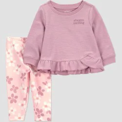 Carter's Just One You® Baby Girls' 2pc Always Smiling Sweatshirt and Floral Leggings Set - Purple 18M