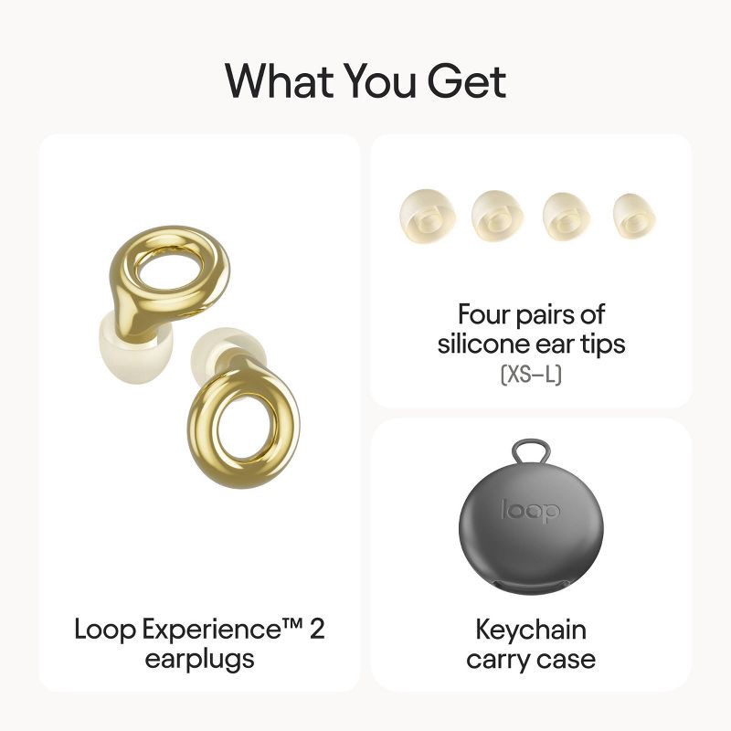 slide 12 of 12, Loop Earplugs Loop Experience™ 2 Earplugs for Live Events, Concerts, Festivals and Nights Out - Gold, 1 ct