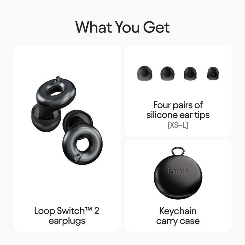 slide 12 of 12, Loop Earplugs Loop Switch™ 2 Earplugs for Adjustable Volume Control and Instant Noise Relief - Black, 1 ct