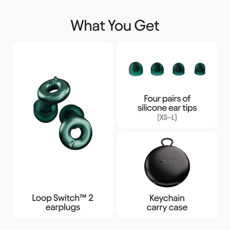 slide 12 of 12, Loop Earplugs Loop Switch™ 2 Earplugs for Adjustable Volume Control and Instant Noise Relief - Emerald, 1 ct
