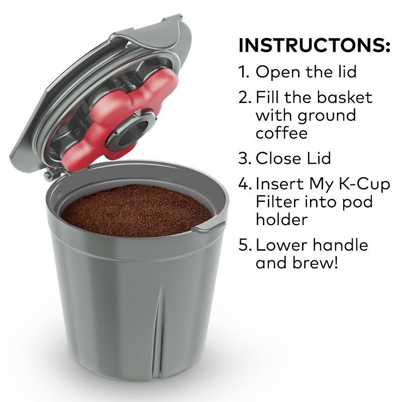 slide 5 of 8, Keurig My K-Cup 3.0 Reusable Coffee Filter, Eco-friendly Gray, 1 ct