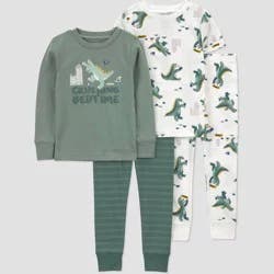 Carter's Just One You® Toddler Boys' 4pc Cotton Snug Fit Dinosaur Pajama Set - Green 12M