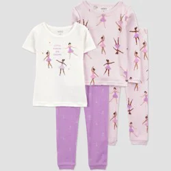Carter's Just One You® Toddler Girls' 4pc Cotton Snug Fit Ballerina Pajama Set - Purple 12M