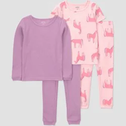 Carter's Just One You® Toddler Girls' 4pc Cotton Snug Fit Unicorn Pajama Set - Light Pink 12M