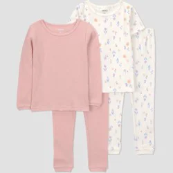 Carter's Just One You® Toddler Girls' 4pc Cotton Snug Fit Floral Pajama Set - Pink 3T