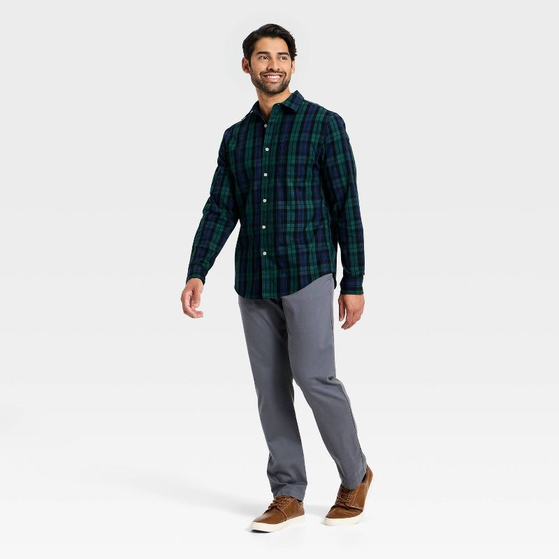 slide 3 of 3, Men's Plaid Holiday Shirt - Goodfellow & Co™ Green S, 1 ct