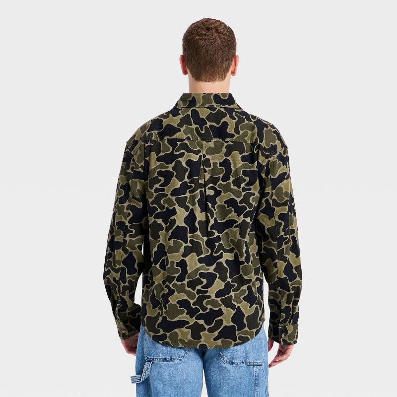 slide 2 of 3, Men's Camo Print Vintage Utility Shirt - Goodfellow & Co™ Olive Green M, 1 ct