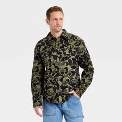 Men's Camo Print Vintage Utility Shirt - Goodfellow & Co™ Olive Green M