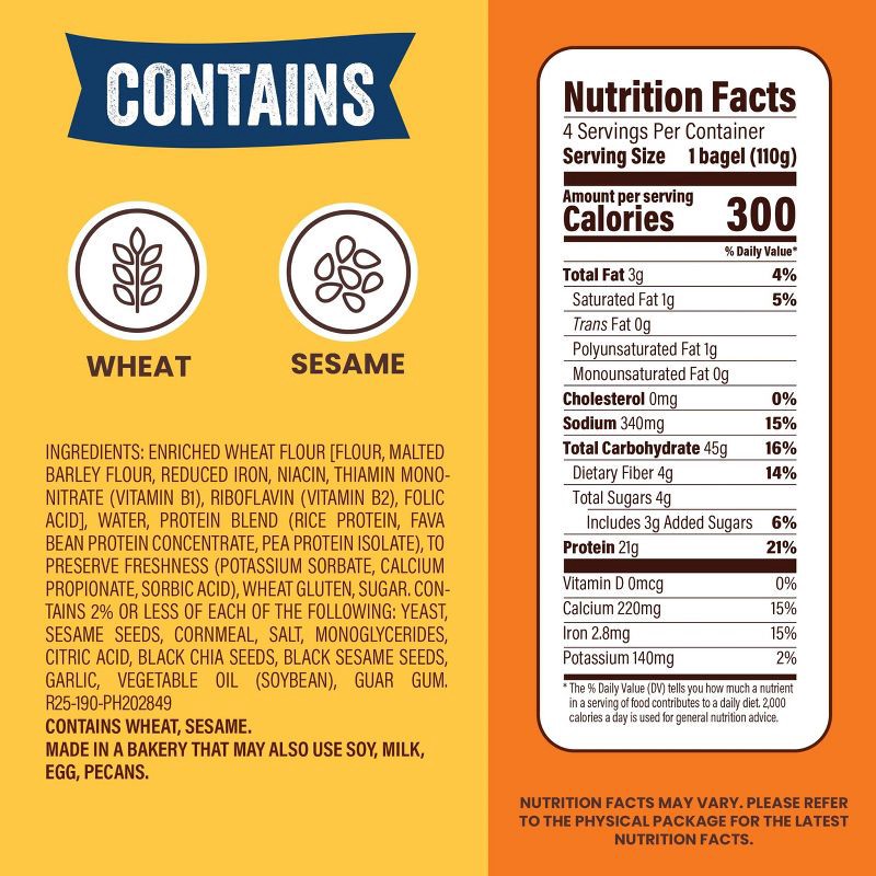 slide 2 of 8, Thomas High Protein Everything Bagels - 15.5oz/4ct, 4 ct; 15.5 oz