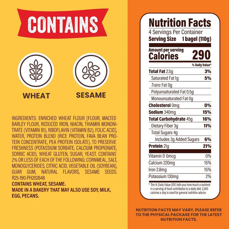 slide 2 of 8, Thomas High Protein Plain Bagels - 15.5oz/4ct, 4 ct; 15.5 oz