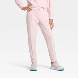Girls' Cozy Ribbed Jogger Pants - All In Motion™ Light Pink M