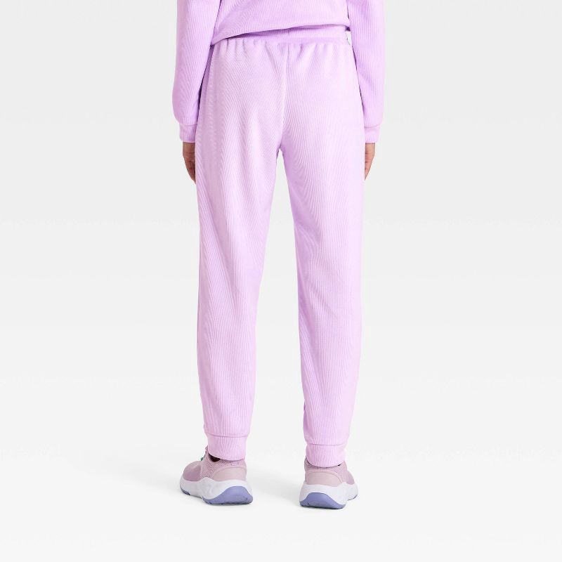 slide 2 of 3, Girls' Cozy Ribbed Jogger Pants - All In Motion™ Lilac Purple XS, 1 ct