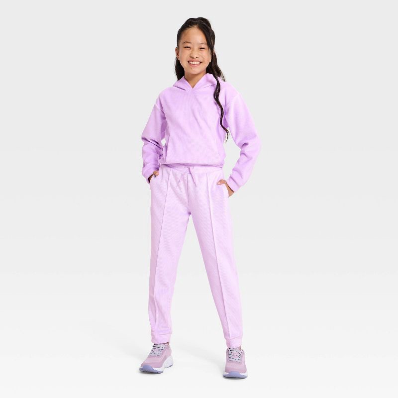 slide 3 of 3, Girls' Cozy Ribbed Jogger Pants - All In Motion™ Lilac Purple XS, 1 ct