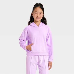 Girls' Cozy Ribbed Hoodie - All In Motion™ Lilac Purple S