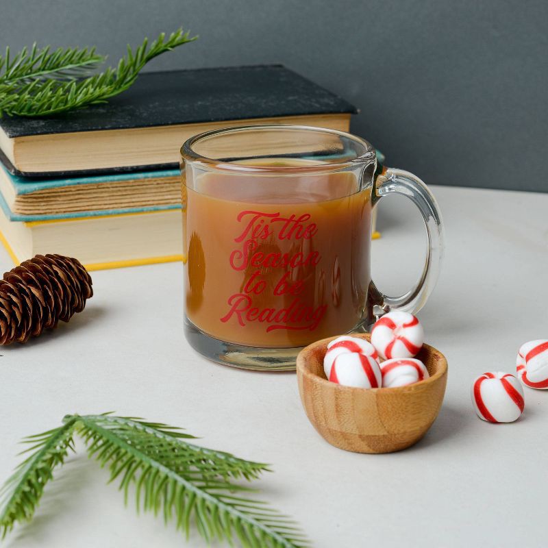 slide 4 of 4, DesignWorks Ink Glass Mug 13oz - Tis The Season To Be Reading, 13 oz