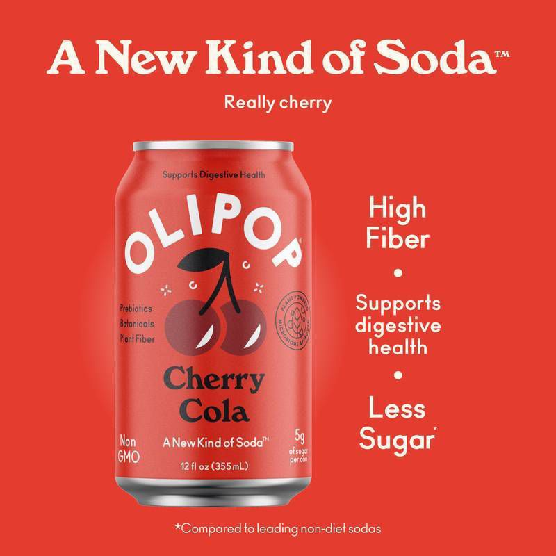 slide 2 of 7, OLIPOP Cherry Cola Soda - 12 fl oz can, 12 fl oz