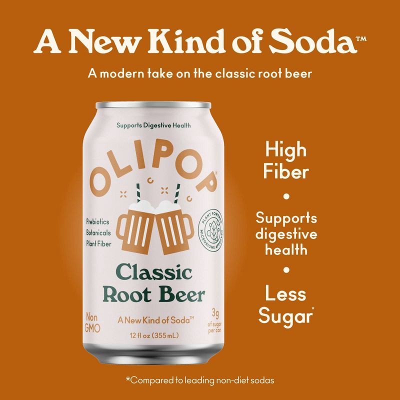 slide 2 of 7, OLIPOP Root Beer Soda - 12 fl oz can, 12 fl oz