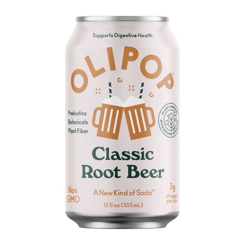 slide 1 of 7, OLIPOP Root Beer Soda - 12 fl oz can, 12 fl oz