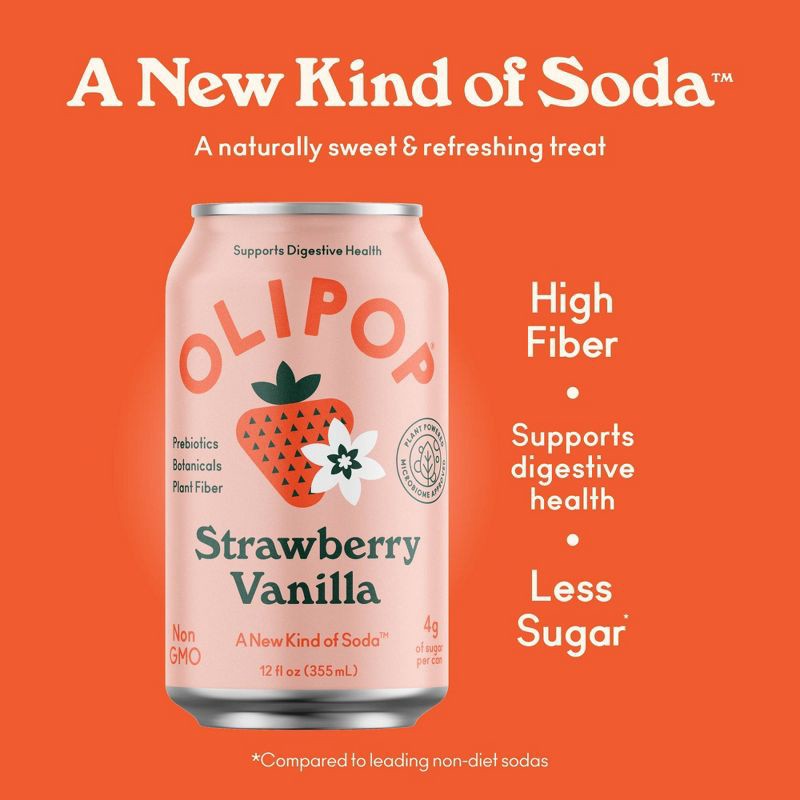 slide 2 of 7, OLIPOP Strawberry Vanilla Soda - 12 fl oz can, 12 fl oz