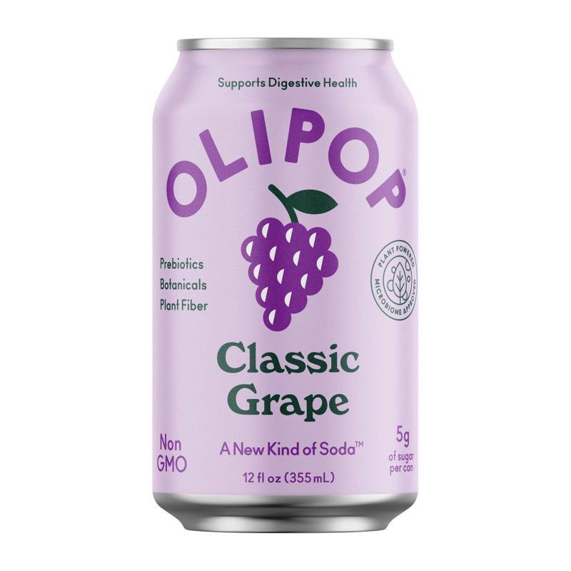 slide 1 of 7, OLIPOP Classic Grape Soda - 12 fl oz can, 12 fl oz